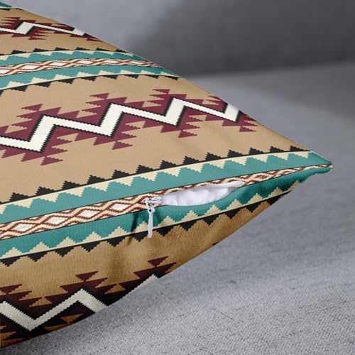 Emvency Throw Pillow Covers Set of 4, 18 x 18 Inch, Turquoise Brown
