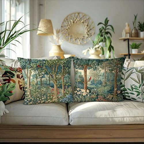 Rustic Spring Forest Pillow Covers 18x18 Double-Sided, Cottagecore