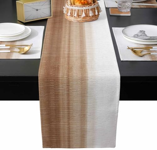 Abstract Rustic Brown White Gradient Table Runner and Placemats Set of