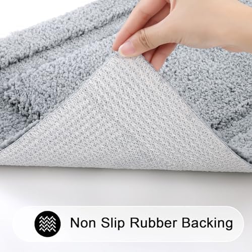 SHACOS Soft Microfiber Light Grey Bathroom Rugs Sets 2 Pieces 32x20