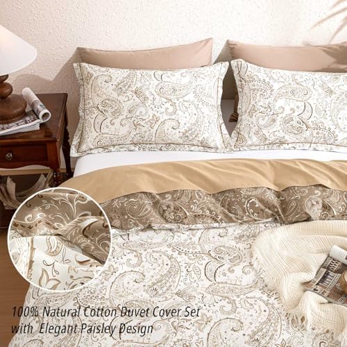 ALEISSEL 100% Natural Cotton Vintage Duvet Cover Queen Size
