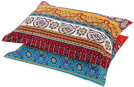 Exotic Striped Bohemia Pillow Shams King Size 2 Pieces,100% Brushed