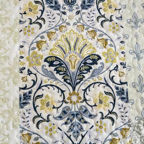 WONGS BEDDING Boho Quilt Set Queen, 3 Pcs Beige Patchwork Bedspread