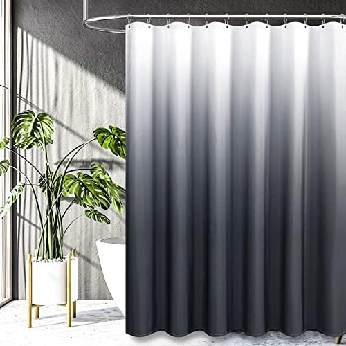 BTTN Grey Ombre Linen Textured Fabric Shower Curtain Set, 72x72, Gray