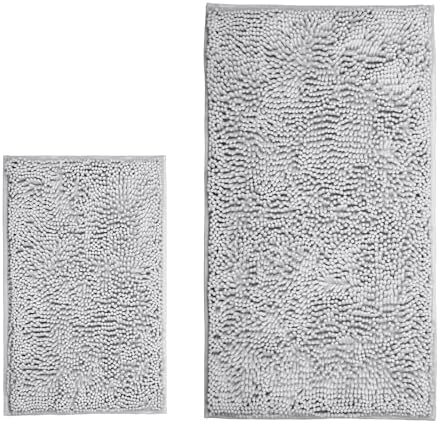 Light Gray 2 Pieces Bathroom Rugs, Ultra Soft Non Slip Absorbent