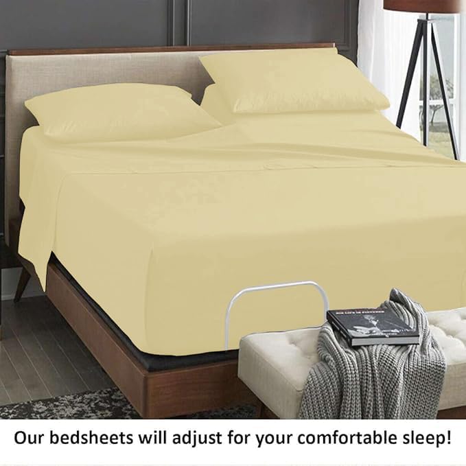 4Pcs Split Top King Size Sheets Sets for Adjustable Bed 100% Egyptian