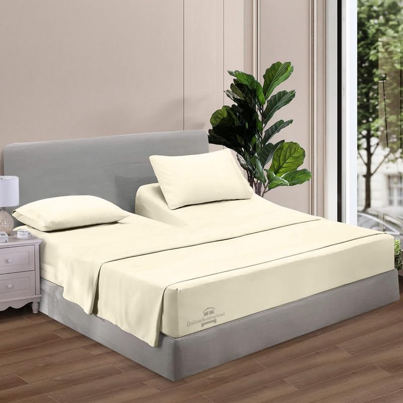 Online Bedding Linen Flex Top King Size Bed, 600TC Egyptian Cotton 18"