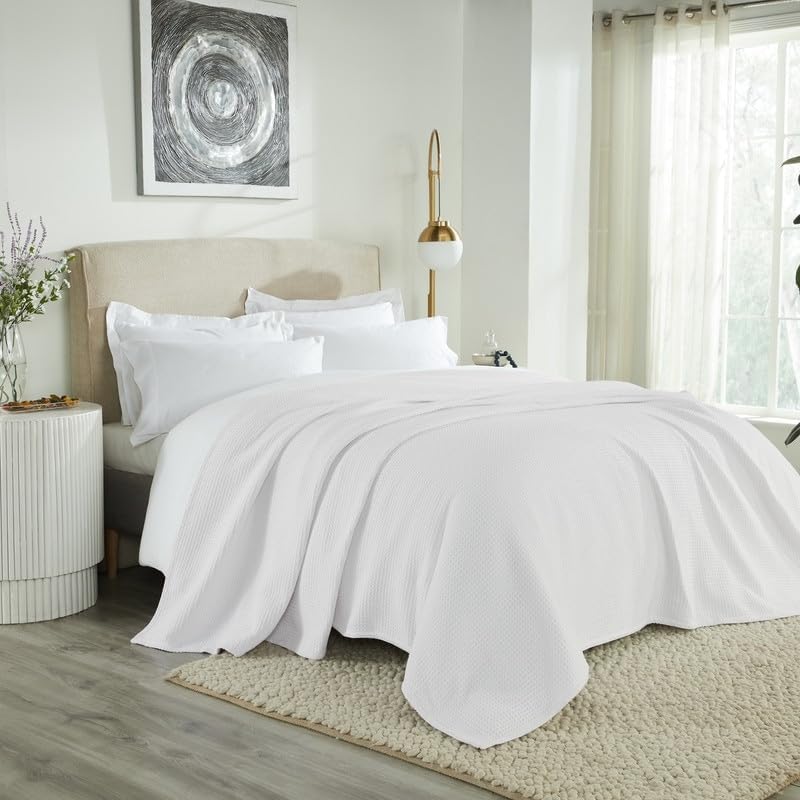 All Season Breathable Lightweight 100% Cotton Throw Blanket for Bed