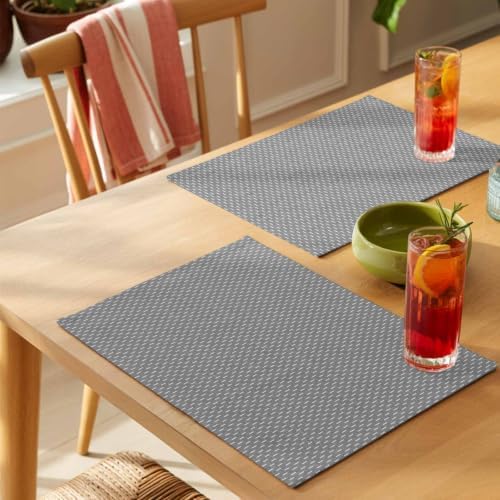 Basketweave Placemats Set of 8, Rustic Minimalist Gray Woven Dashes