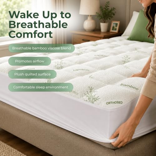 HOME & GARDEN TRENDS OrthoBed Queen Mattress Topper 2 Inch Cooling Pad