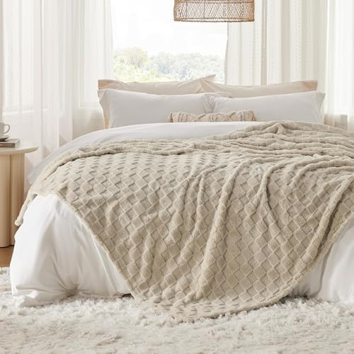 Bedsure Light Brown Fleece Blanket for Couch&King Size Blanket for Bed