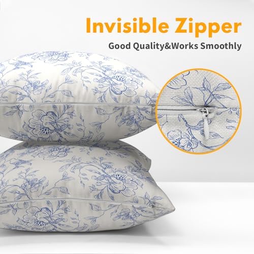 White Blue Chinoiserie Pillow Covers 22x22 Set of 2 Decorations