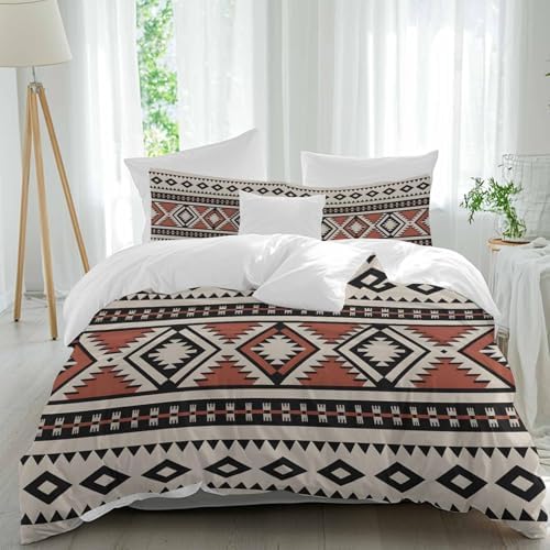 Beige Boho Bedding Duvet Cover Queen Size - 1 Quilt Cover 90x90 Inches