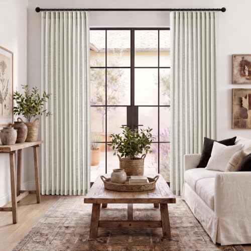 DUALIFE Natural Pinch Pleated Linen Sheer Curtains 2 Panels Set 42x120