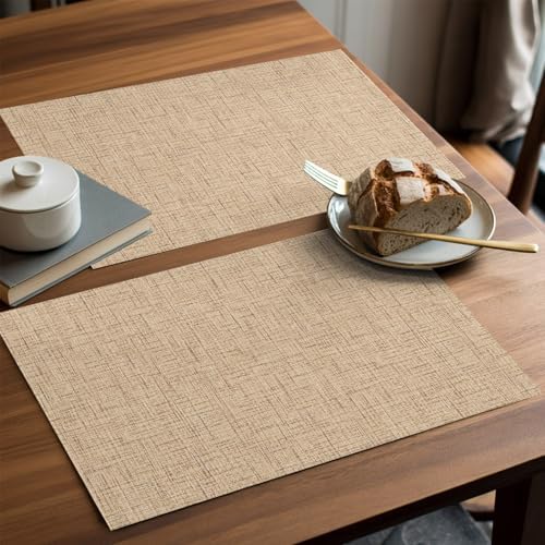 Round Placemats Set of 12 Minimalist Beige Place Mats Rustic Neutral