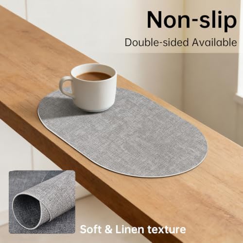 Oval Placemats for Dining Table Set of 4, 11.8 x 17 Inch, Light
