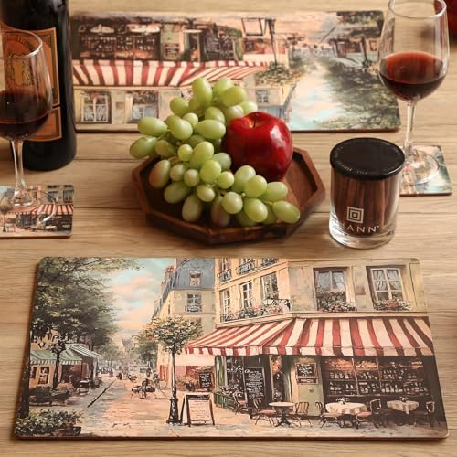 Cork Placemats with Coasters - 12 x 16 Inch Wine Cork Backing Table