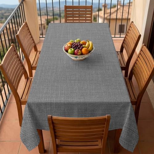 Pure Grey Color Farmhouse Linen Tablecloth Rectangle 60 x 120 Inch