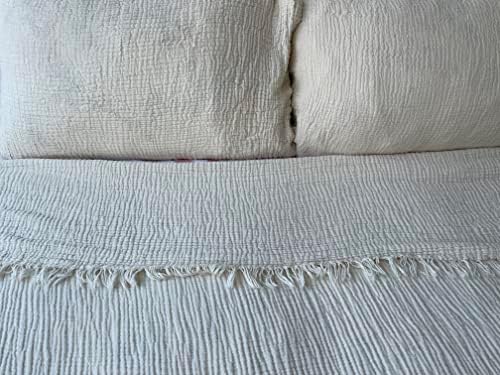 100% Cotton Muslin Throw Blanket, 4 Layers Bedspread, Soft Turkish