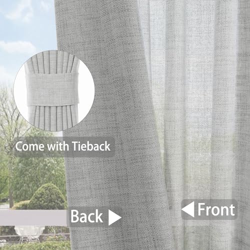Macochico Extra Long Pinch Pleated Linen Curtains Grey, 60Wx108L, 2