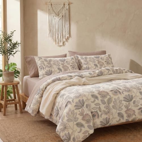 100% Cotton Duvet Cover Queen Size – Vintage Garden Botanical Bedding