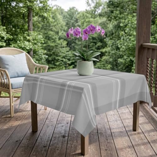 Square Tablecloth, Minimalist Gray Plaid Waterproof Table Cloth 60x60