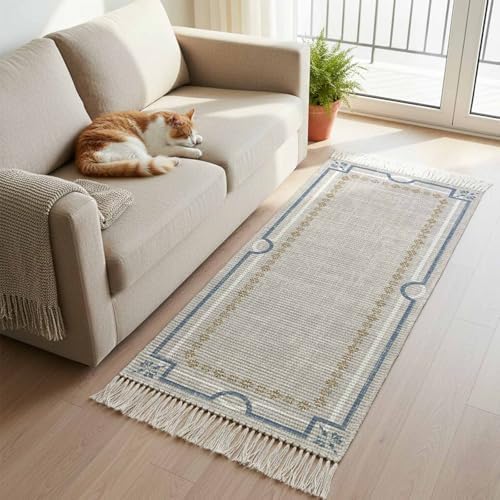 Light Gray Botanical Hallway Runner Rug 2'x5', Vintage Florals
