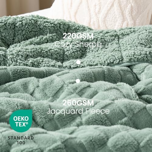 Drewin 15lbs Weighted Blanket Queen Size for Adults,Sage Green,60" x