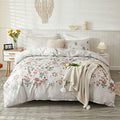 INFLAG Duvet Cover Set - 100% Cotton Reversible Floral Duvet Cover Set