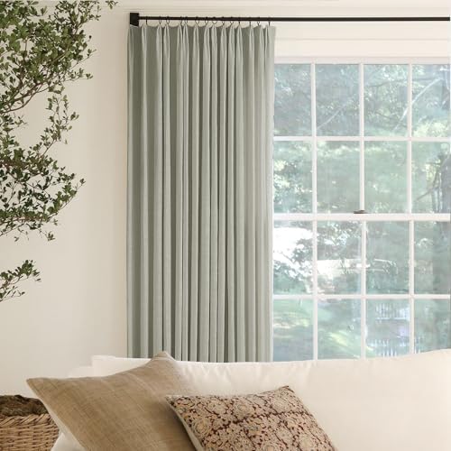 TWOPAGES Linen Tailor Pleat Room Darkening Window Curtain 108 inches