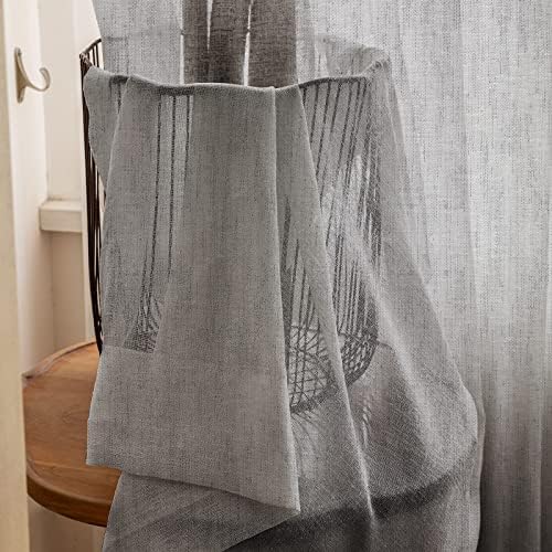 Grey Sheer Curtains 108 Inches Long 2 Panels Set, Timeless Pinch Pleat