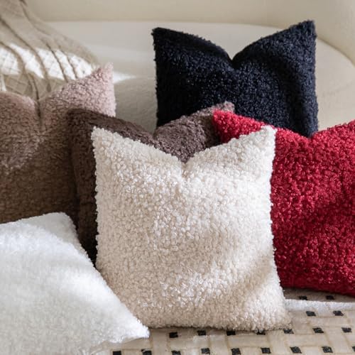 Yaertun Pack of 2 Faux Fur Throw Pillow Covers Decorative Sherpa