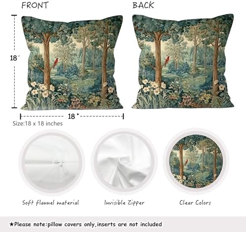 Rustic Spring Forest Pillow Covers 18x18 Double-Sided, Cottagecore