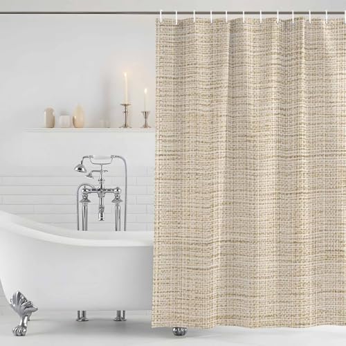 Brown Bathroom Shower Curtain 72 X 84 Inch Linen Texture Modern