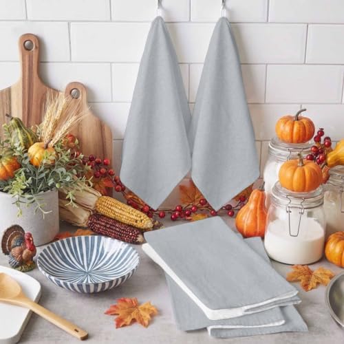 Gray Solid Color Kitchen Towels, 4 Pack Dish Towels for Kitchen