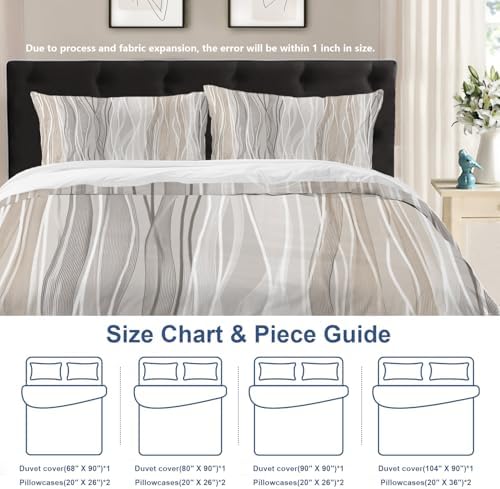 Batmerry Abstract Neutral Tones Full Size 100% Cotton Duvet Cover