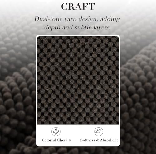 BSICPRO Bathroom Rugs Set 2 Piece, Black, 20"x32" Plus 16"x24"