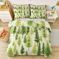 Grayish White Duvet Cover King - Minimalist Fresh Plants Pine Trees