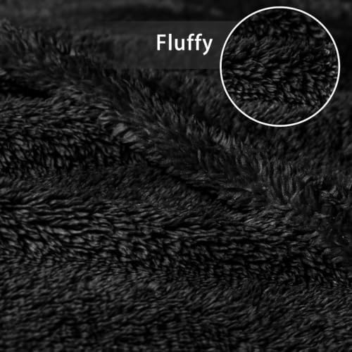 Exclusivo Mezcla Soft Plush Fleece Queen Size Bed Blanket, Black