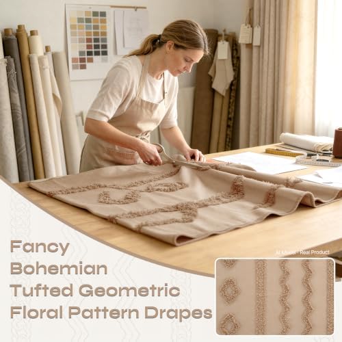 BGment Floral Pattern Jacquard Curtains for Living Room, 2 Panels