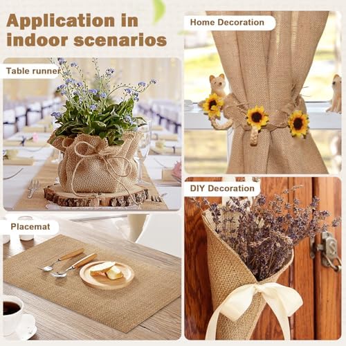 12" x 10 yd Burlap Table Runners, Jute Burlap Runner for Table, Fabric