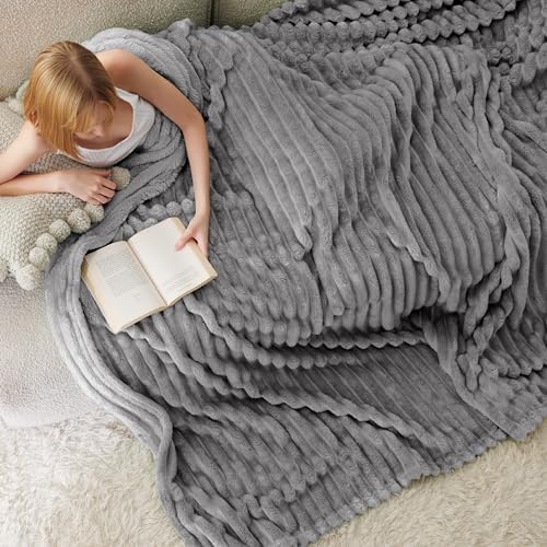 Bedsure Frost Gray Fleece Blanket for Couch&Blankets Queen Size for