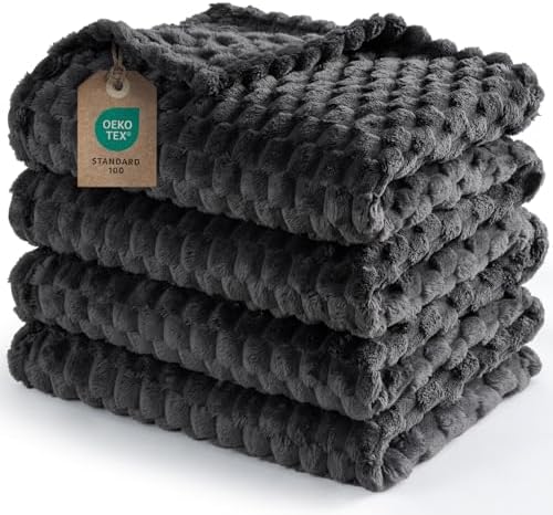 Ultra Soft Flannel Fleece Blanket King Size, 3D Jacquard Lightweight