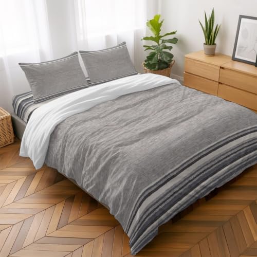 Neutral Light Gray Duvet Cover Set-4 Pieces Cal King Bedding Sets