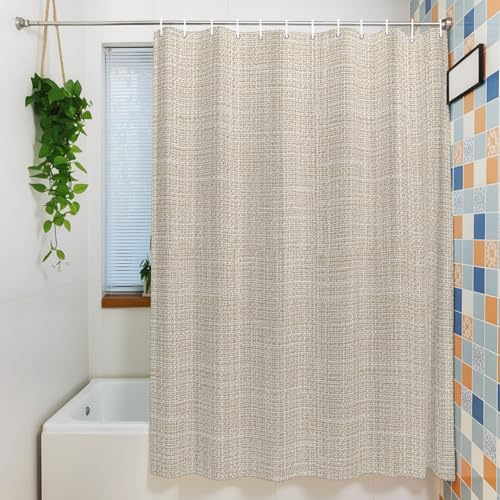 Minimalist Cream Beige Shower Curtain for Bathroom Rustic Neutral