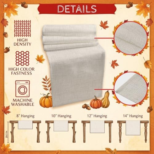 Cream Beige Table Runner 108 Inch Long Dresser Scarves Cotton Linen