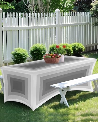 Spandex Table Covers, Gray Gradient Color Block Stretch Fitted