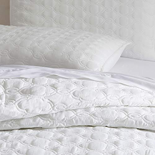 BOURINA Quilt Set White King Embroidery 3-Piece Soft Bedding Set