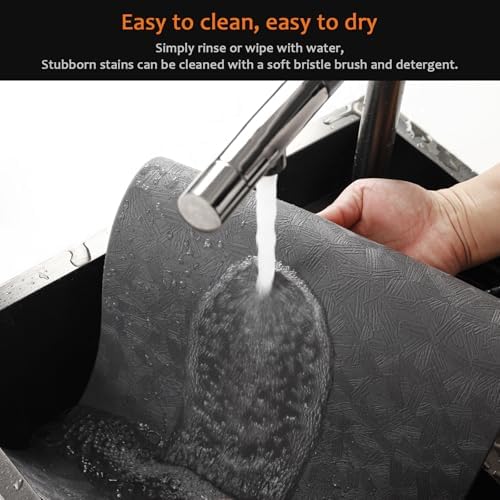 Gray Plastic Vinyl Placemats Set of 12, Waterproof Heat Resistant