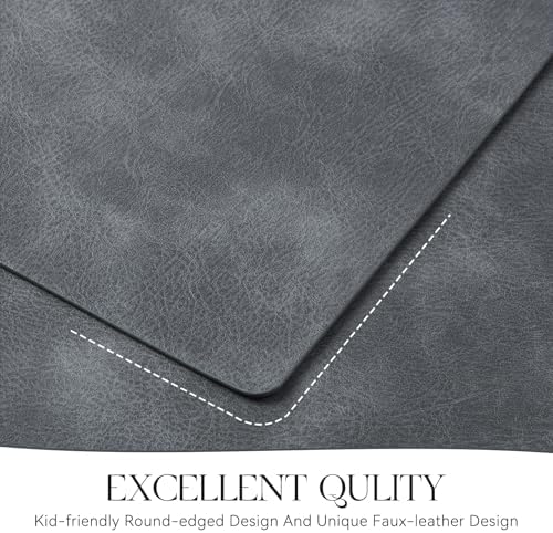 MOSAYT Vinyl Faux Leather Placemats, Set of 4, Grey